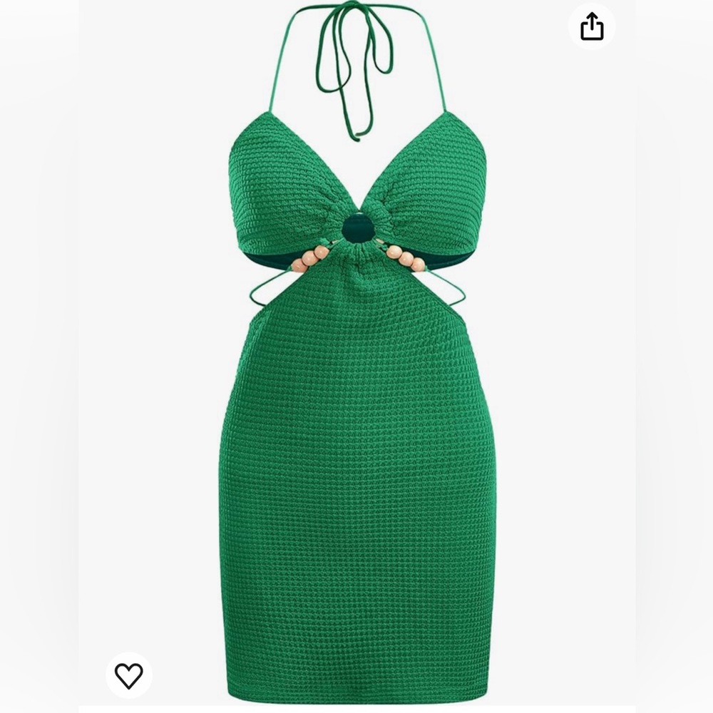 Sleeveless Tie Backless Cut Out V Neck Bodycon Halter Mini Beach Boho Dress